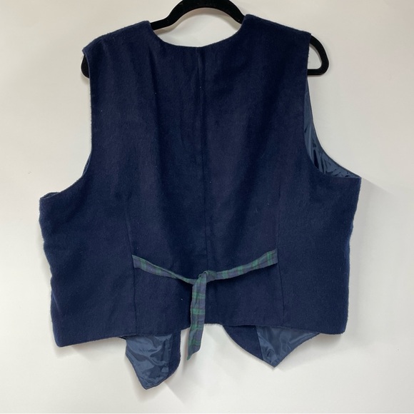 Navy Blue Grandmacore Y2K Karen Scott Christmas Cat Holiday Felt Vest 2X Plaid - Picture 5 of 7